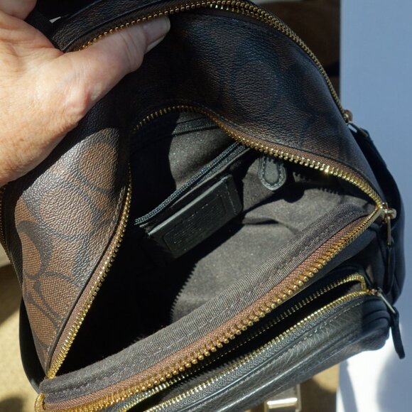 COACH mini Court signature canvas backpack brown and black C8604 EUC - Picture 11 of 13
